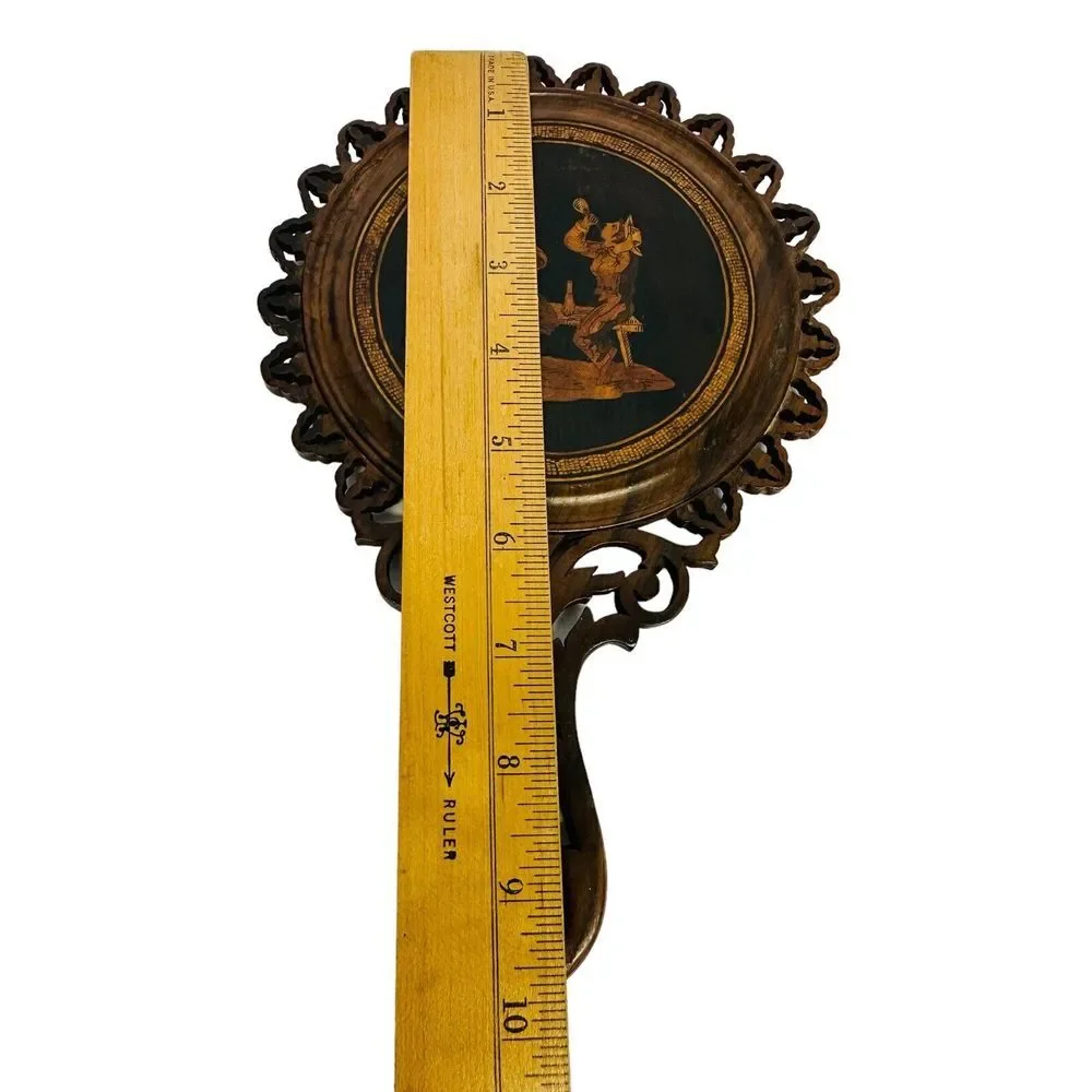 Antique‎ Italian Inlaid On Both Sides Hand-Carved Parquetry Mirror